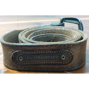 Levi Strauss‎ & Co Leather Belt 28 Levis Skinny Stitched Brown Vtg